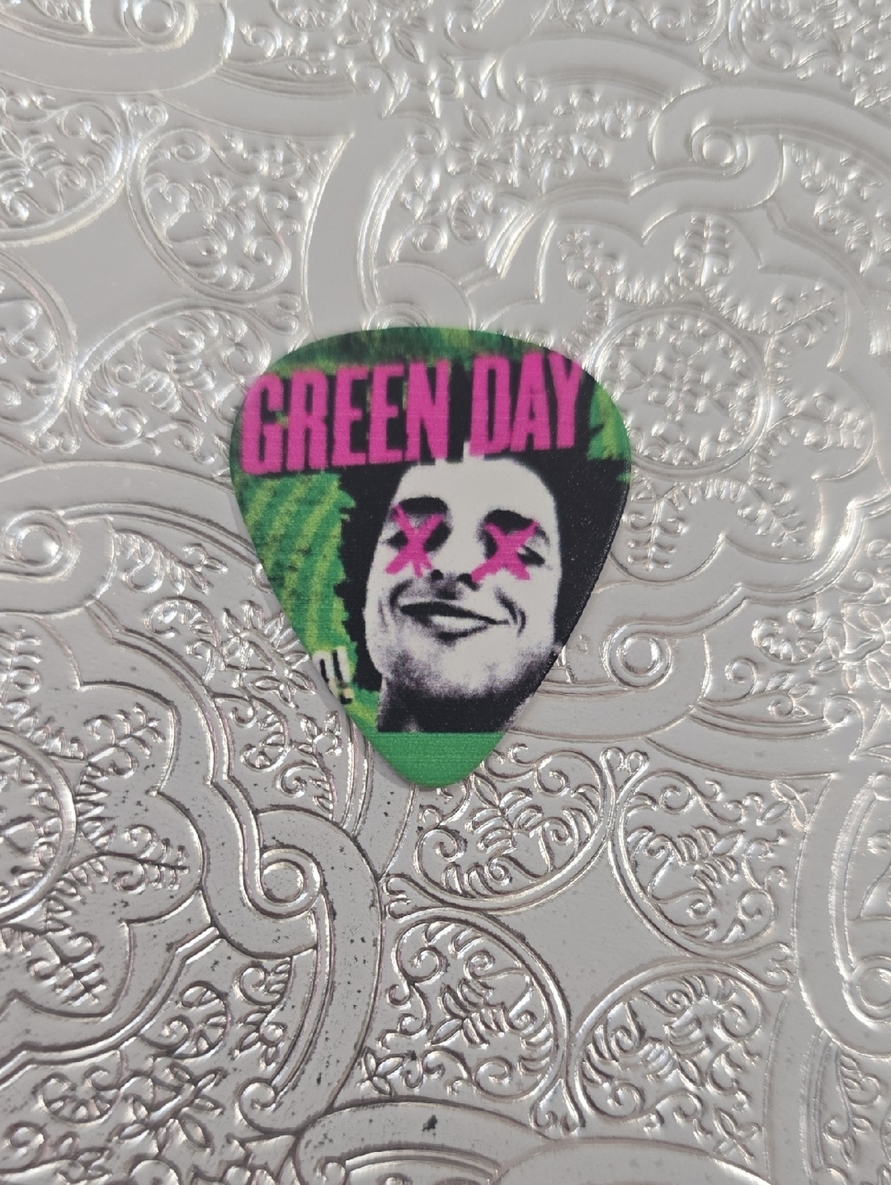 Green Day Guitar Pick with Pink Logo The Saviors